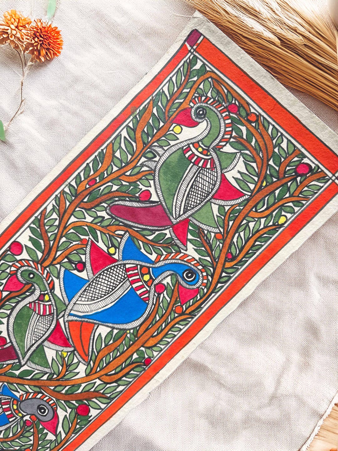Original Madhubani Peacock Painting: Hand-painted Indian Folk Art - Etsy