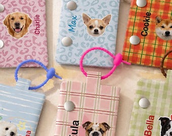 Dog Poop Bag Holder Custom, Custom Poop Bag Holder with Pet Portrait and Name, Dog Waste Bag Dispenser, Custom Dog Walk Accessories