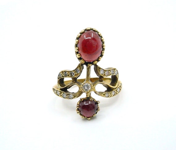 Antique Victorian Tiara Garnet Diamond 14k Gold Ri