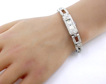 Art Deco Platin 2.00 Ct. Diamant 3/4 Armband Dinner Uhr