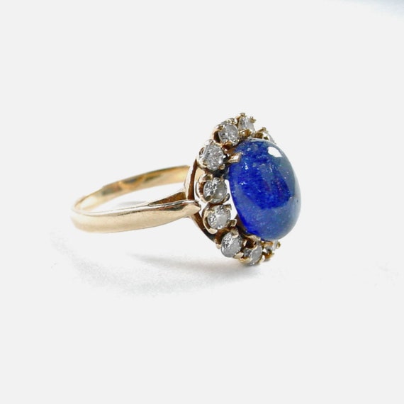 Princess Diana Sapphire Diamond 14k Gold Halo Ring