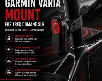 Garmin Varia Mount for Trek Domane SLR KVF Aero Seatpost | RTL515 Radar Tail Light Holder | Custom Rear Bike Light Bracket