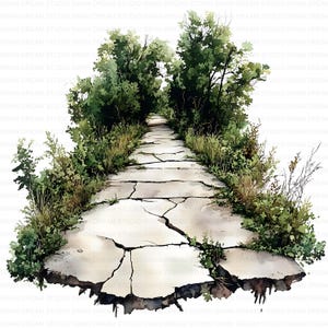 160 Imágenes prediseñadas de carreteras asfálticas antiguas abandonadas, carreteras rotas, paisajes, tarjetas imprimibles, manualidades de papel, diario basura, álbumes de recortes, descarga digital