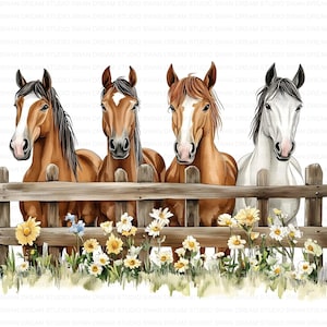 114 Cute Horses Farm Fence Clipart Bundle Printable High Quality JPG Card Making Paper Craft Art Junk Journal Scrapbooking Digital Download