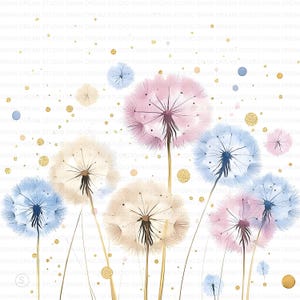 130 Pastel Dandelion Flower Floral Clipart Bundle Printable High Quality JPG Card Making Paper Craft Junk Journal Scrapbook Digital Download