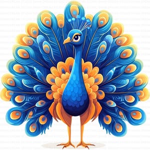 123 bellissimi pavoni carini clipart bundle stampabili di alta qualità JPG per biglietti di auguri, carta, artigianato, arte, diario, scrapbooking, download digitale