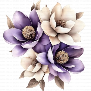 144 lila Blumen Blumenstrauß Clipart Bundle druckbare hochwertige JPG Karte machen Papier Handwerk Junk Journal Sammelalbum Digitaler Download