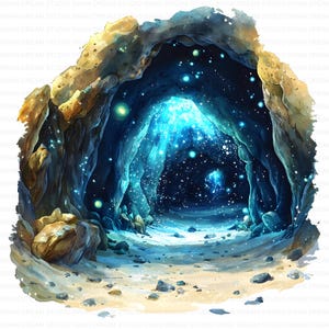 126 Magical Water Cave Clipart Whimsical Fantasy Watercolor JPG Printable Card Making Paper Craft Junk Journal Scrapbooking Digital Download