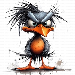 Paquete de 113 imágenes prediseñadas de dibujos animados de pájaros divertidos y extravagantes para imprimir en alta calidad JPG, para hacer tarjetas, manualidades de papel, diarios basura, álbumes de recortes, descarga digital