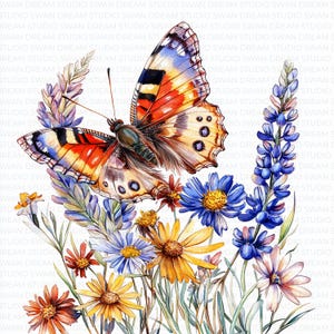 Bundle de cliparts fleurs papillon 159 imprimable haute qualité JPG artisanat d'art fabrication de cartes papier artisanat Junk Journal Scrapbooking téléchargement numérique