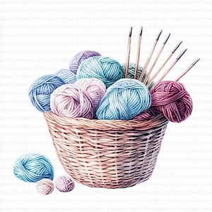 113 Stricken Häkeln Garn Clipart Bundle druckbare hochwertige JPG Karte machen Papier Handwerk Kunst Junk Journal Scrapbooking Digitaler Download
