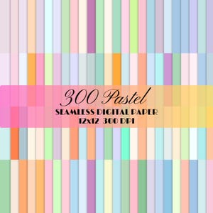 300 Pastel Digital Paper Background Bundle Solid Plain Pastels Seamless Pattern Pack Printable Scrapbook Paper Junk Journal Digital Download