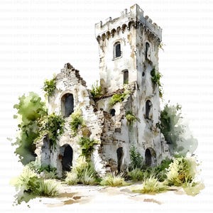 159 Imágenes prediseñadas de ruinas medievales, restos de castillos antiguos, arquitectura gótica, muralla histórica, JPG, creación de tarjetas, diario basura, álbum de recortes, descarga digital