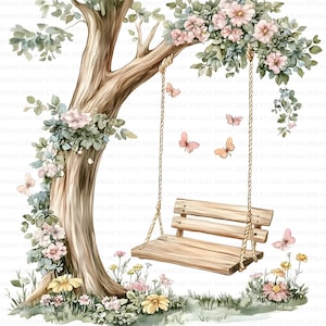 104 Floral Flower Tree Swing Clipart Bundle Printable High Quality JPG Card Making Paper Craft Junk Journal Scrapbooking Digital Download