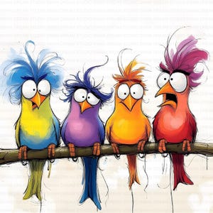 77 Bundle de cliparts mignon drôle d'oiseau lunatique, haute qualité imprimable JPG carte faisant du papier Craft Junk Journal Scrapbooking téléchargement numérique