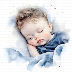 81 Baby Sleeping Nursery Watercolor Clipart Pack Printable High Quality JPG Card Making Paper Craft Junk Journal Scrapbook Digital Download