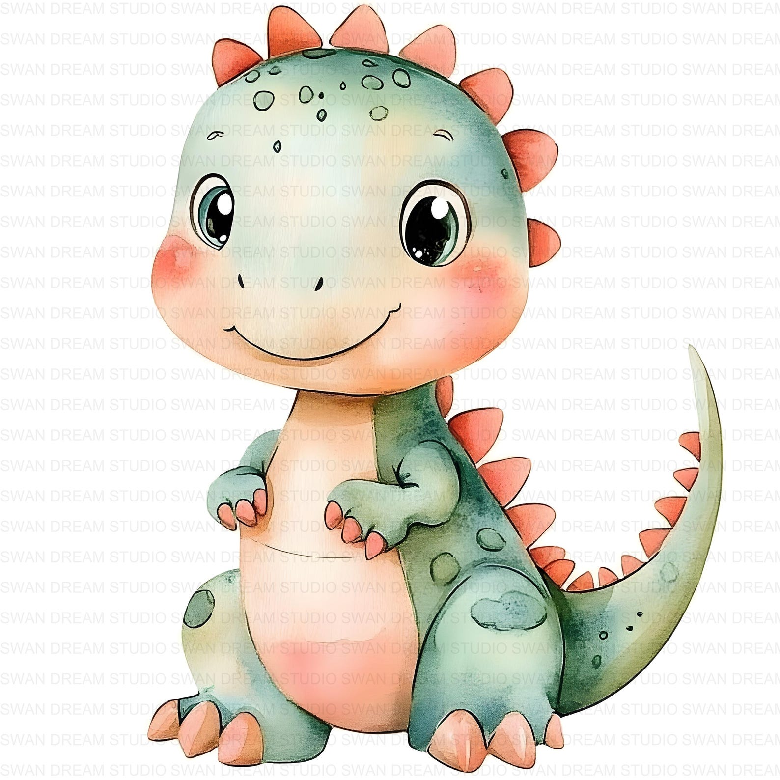 128 Quirky Cartoon Baby Dinosaur Clipart Bundle Printable Funny Animal ...