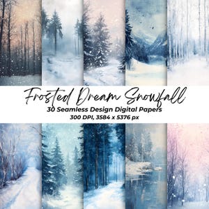 30 Winter Snowfall Backgrounds Digital Paper White Snow Pack Christmas Card Making Holiday Scrapbook Art Texture Commercial Use PNGs 300 DPI