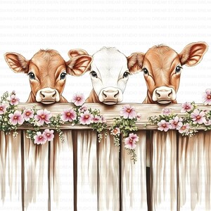 102 Cute Cows Fence Flowers Clipart Bundle Printable High Quality JPG Card Making Paper Craft Art Junk Journal Scrapbooking Digital Download