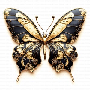 Paquete de 153 elegantes imágenes prediseñadas de mariposas doradas de lujo, imprimibles en alta calidad, en formato JPG, para hacer tarjetas, manualidades de papel, diario basura, álbum de recortes, descarga digital