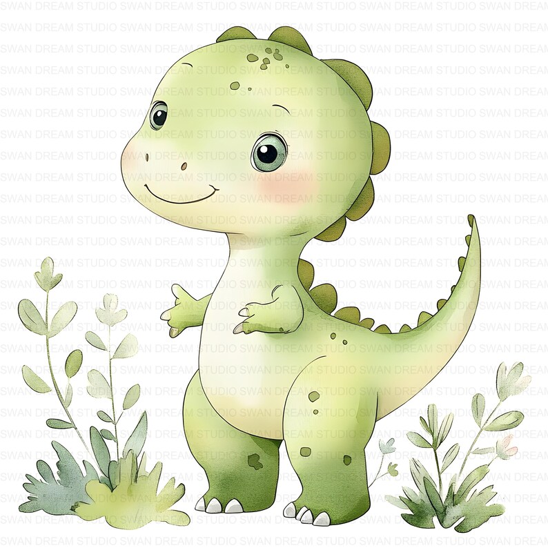128 Quirky Cartoon Baby Dinosaur Clipart Bundle Printable Funny Animal ...