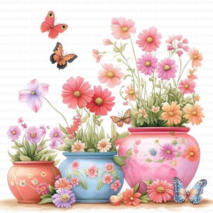 135 Skurril Blumentopf Reihe Clipart Bundle druckbare hochwertige JPG Karte Papier Handwerk Junk Journal Scrapbooking Digital Download