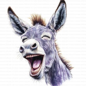 120 Cute Happy Laughing Donkey Clipart Bundle Printable High Quality JPG Card Making Paper Craft Junk Journal Scrapbooking Digital Download