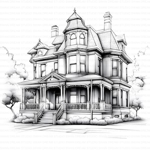 114 Sketched Victorian Houses Clipart Bundle Printable High Quality JPG Card Making Paper Craft Junk Journal Scrapbooking Digital Download