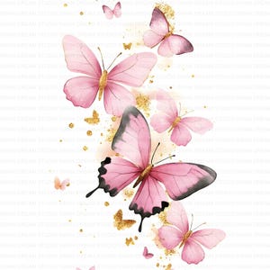 Bundle de cliparts papillon en or rose 137 imprimable haute qualité JPG fabrication de cartes papier artisanat Art Junk Journal Scrapbooking téléchargement numérique