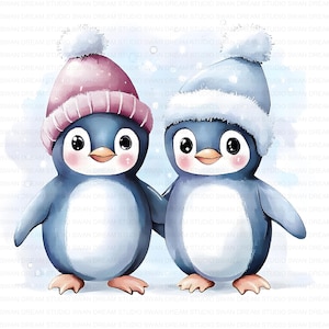 112 Winter Pinguin Freunde Clipart Bundle druckbare hochwertige JPG Kartenherstellung Papier Handwerk Kunst Junk Journal Scrapbooking Digitaler Download
