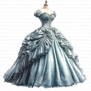 152 Victorian Dress Clipart Vintage Dress Printable Watercolor Clipart JPG Card Making Paper Craft Junk Journal Scrapbook Digital Download