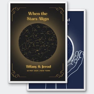 Personalisierte Sternenkarte - The Night We Met Constellation, Gold Schwarz Silber Blau, Jahrestag & Valentinstag Geschenk, Geburtstag Printable