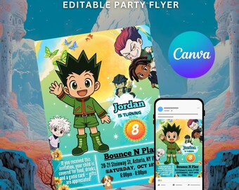 Leuke uitnodiging voor een Halloween-animefeestje met baby-thema | Leuke digitale uitnodigingssjabloon | Bewerkbare feestuitnodiging op Canva | Printbare uitnodiging voor een meisjesfeestje