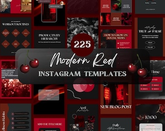 Moderne rode Instagram Canva-sjabloon | Bundel met citaten voor sociale media-berichten in zwart | Donkere kersenkleurige minimalistische gotische stijl | Zakelijke marketing