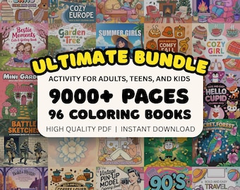 Pacote de Livro de Colorir em PDF CoCoWyo Hygge Ilustrações Aconchegantes e Fofas Atividade Imprimível e Fácil para Aliviar o Estresse Adultos Crianças Adolescentes Momentos Femininos