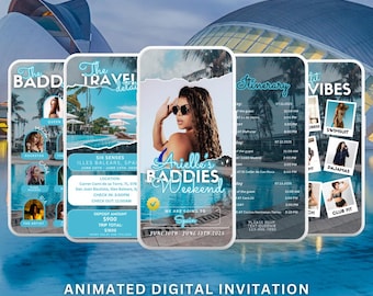 Modelo de roteiro editável para viagem entre amigas | Planejador de férias em praia tropical na Espanha (download digital)