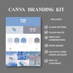 Blue Canva Branding Kit: Logo, Fonts, Color Palette (Digital Download)