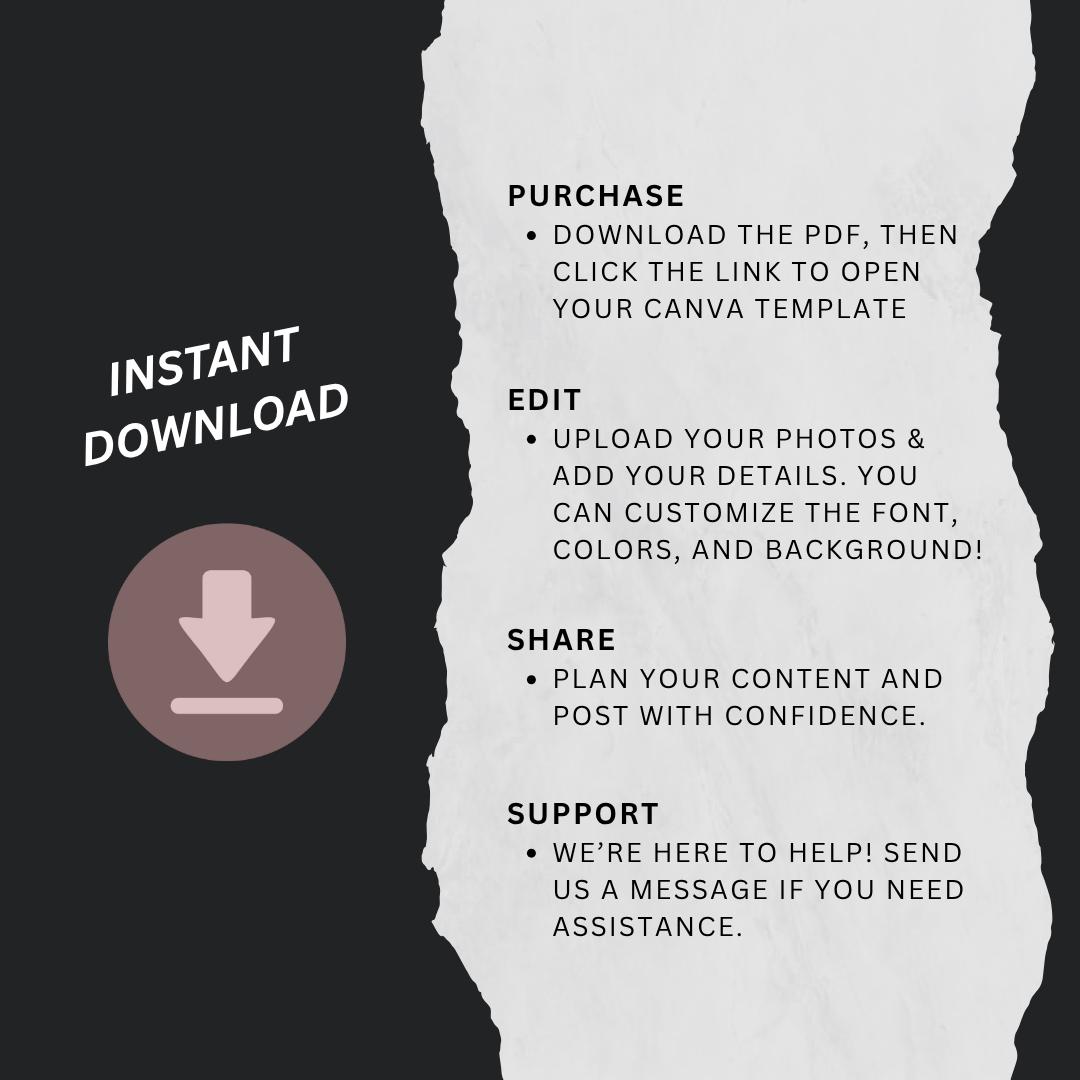 Luxury Dark Instagram Canva Template | Black Social Media Post Stories ...