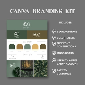 Green Color Palette Brand Kit Template: Minimalist Business Branding (Canva Editable, Digital Download