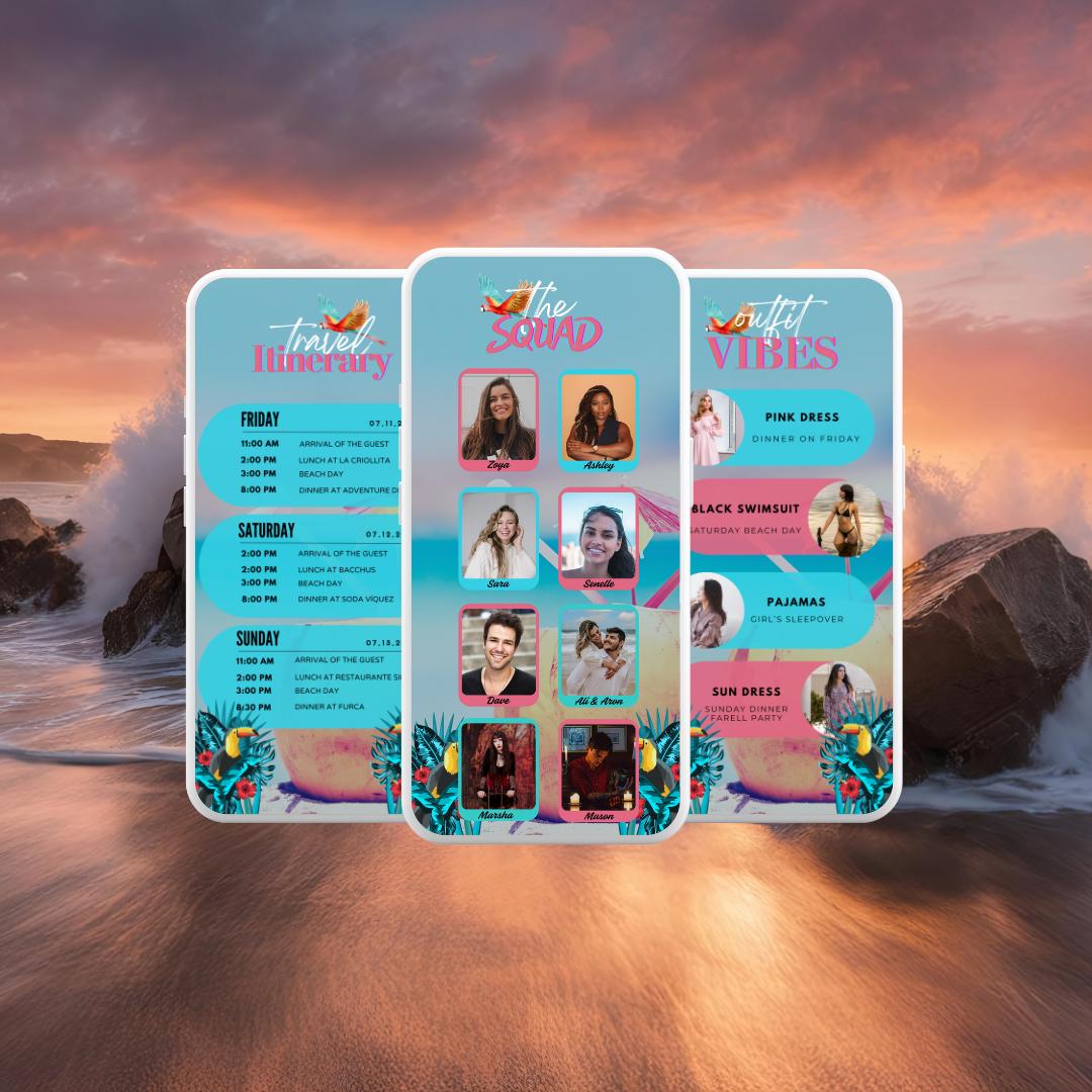 Birthday Trip Itinerary Template | Editable Tropical Getaway Canva ...