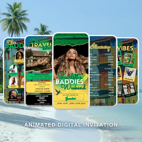 Jamaica Birthday Trip Itinerary Template | Girls Getaway Digital Canva Download | Caribbean Vacation Planning | Editable Travel Guide RSPV