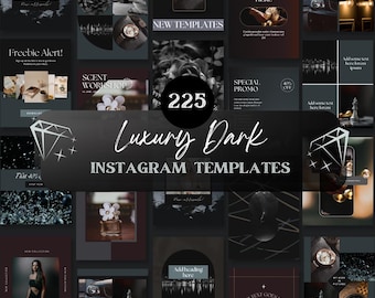 Luxe donkere Instagram Canva-sjabloon | Zwarte social media-berichtenbundel met citaten | Modern minimalistisch gotisch | Zakelijke marketing