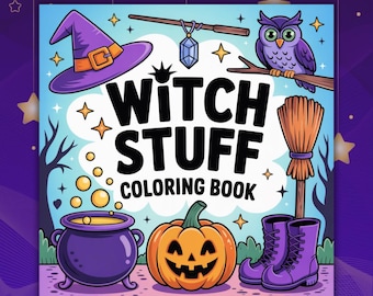 Heksen Kleurboek PDF CoCoWyo Spooky Leuke Illustraties Opvallend & Makkelijk Printbaar Stressverlichtende Activiteit Volwassenen Kinderen Tieners Halloween Magie