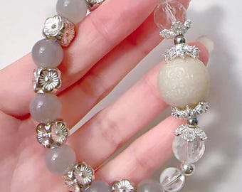 Elegantes Nephrit Jade Armband mit Sterling Silber Perlen - Handgemachter Naturstein Schmuck