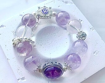 Amethyst Bracelet with Amethyst Box - Handcrafted Luxury Jewelry Set