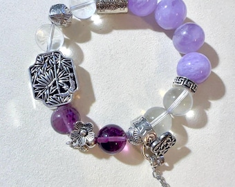 Amethyst White Crystal Bracelet - Handcrafted Luxury Jewelry