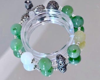 Nephrite Jade Bracelet: Sterling Silver Accents, Handcrafted Jewelry