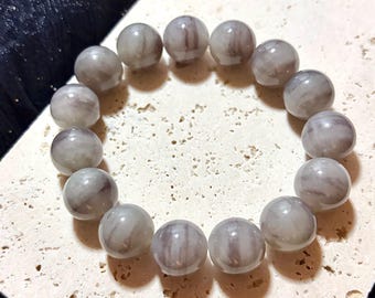Purple Nephrite Bracelet | Natural Jade Beaded Bracelet | Handmade Gemstone Jewelry