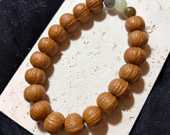 Monkey Head Walnut and Nephrite Jade Prayer Beads | Meditation Strand