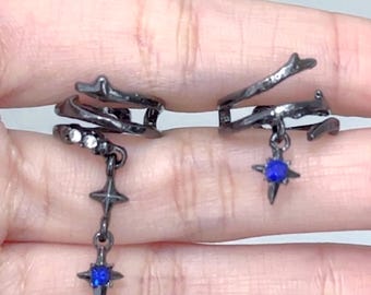 Ear Cuffs de acero quirúrgico negro (no requiere perforación) (un par)